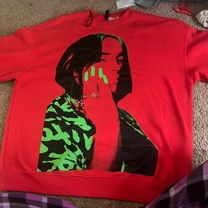 Billie eilish printed on front of crew neck & her name on back